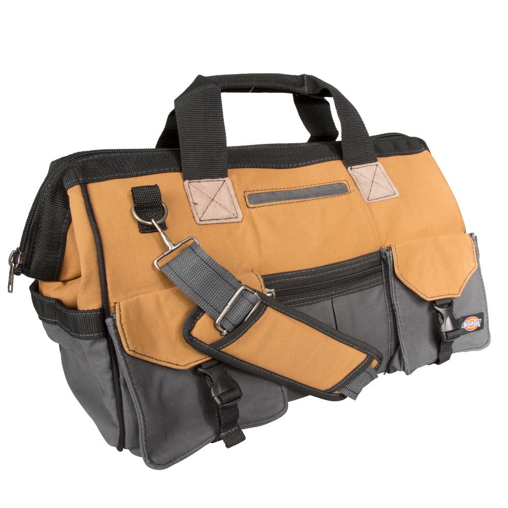Dickies 18 in. Soft Sided Construction Work Tool Bag, Grey/Tan57032
