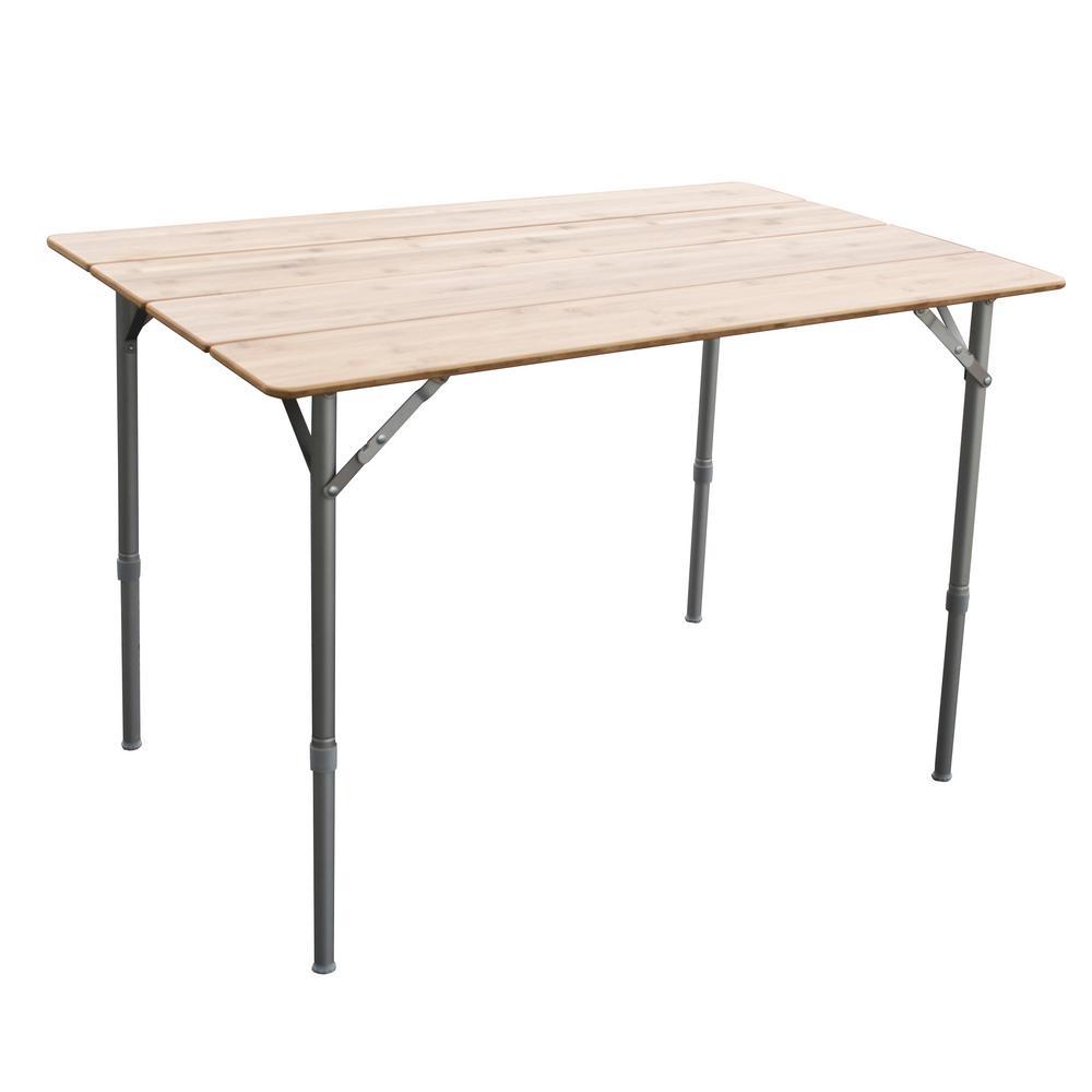 Amerihome 39 35 In X 25 5 Adjule Height Folding Bamboo Adjule Height Folding Bamboo Table With Carry Bag Great For Picnics In The Park 803693 Home Depot