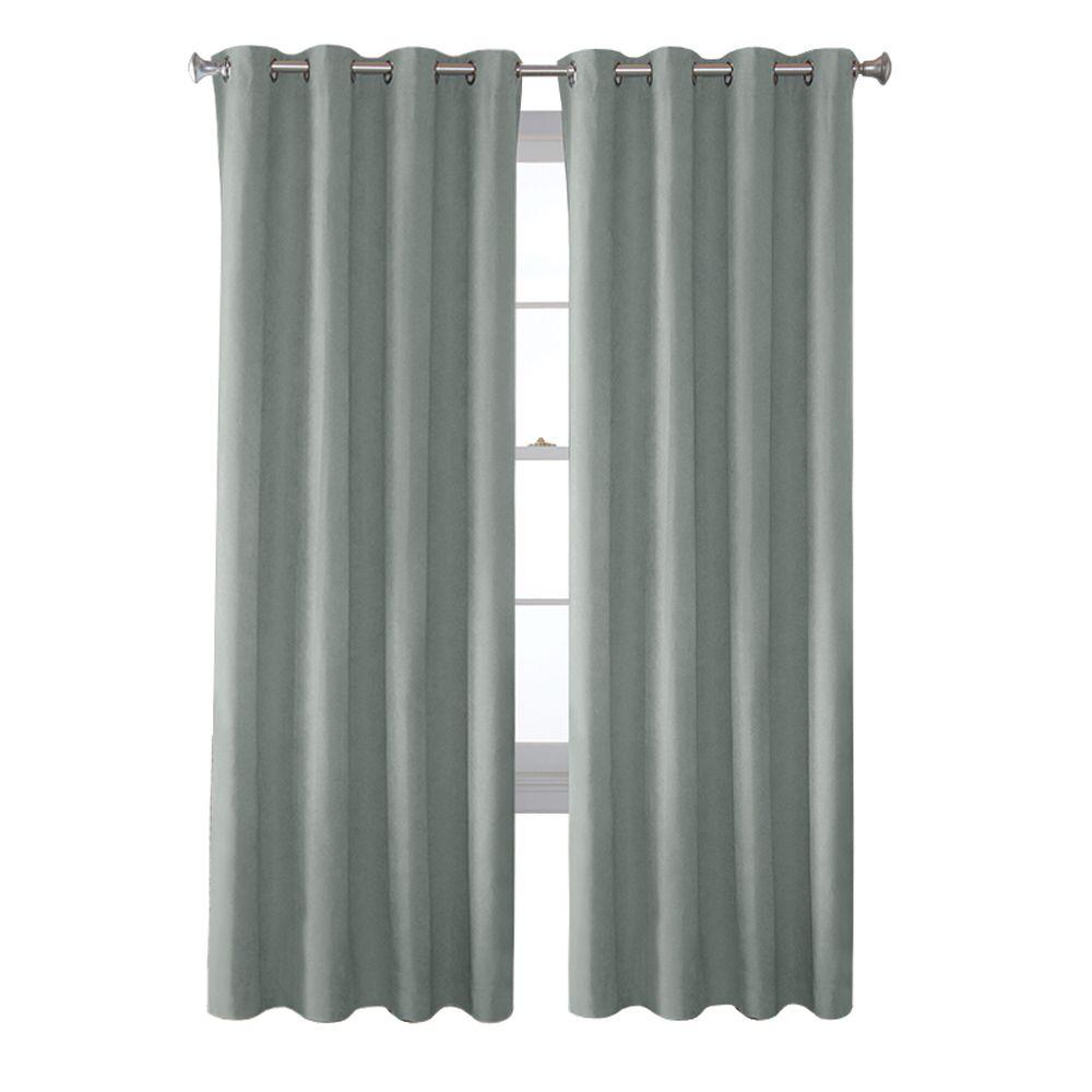 Solaris Faux Suede Room Darkening Window Panel In Mist 54 In W
