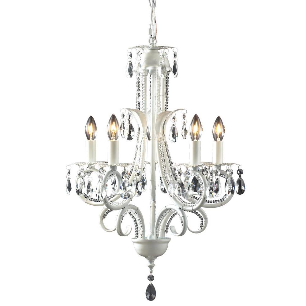 Filament Design Lawrence 5Light White Incandescent Ceiling Chandelier