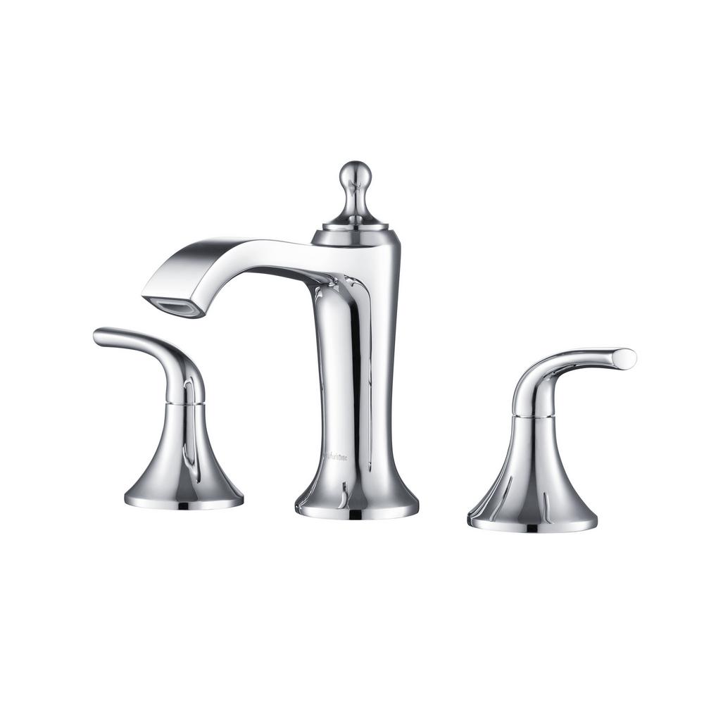 Stufurhome Brantley 8 In Widespread Three Hole 2 Handle 1 2 Gpm Watersense Bathroom Faucet With Pop Up Drain In Chrome St288ch The Home Depot