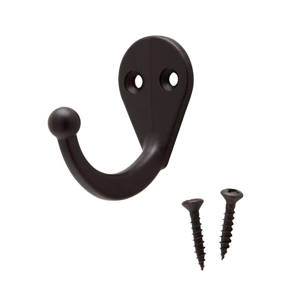 Crown Bolt Oil Rubbed Bronze Single Prong Robe Hook-61987 - The Home Depot