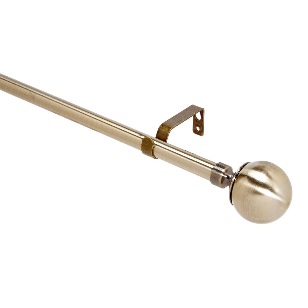 Home Details Solid Knob 48 to 86 in. Single Curtain Rod in Antique