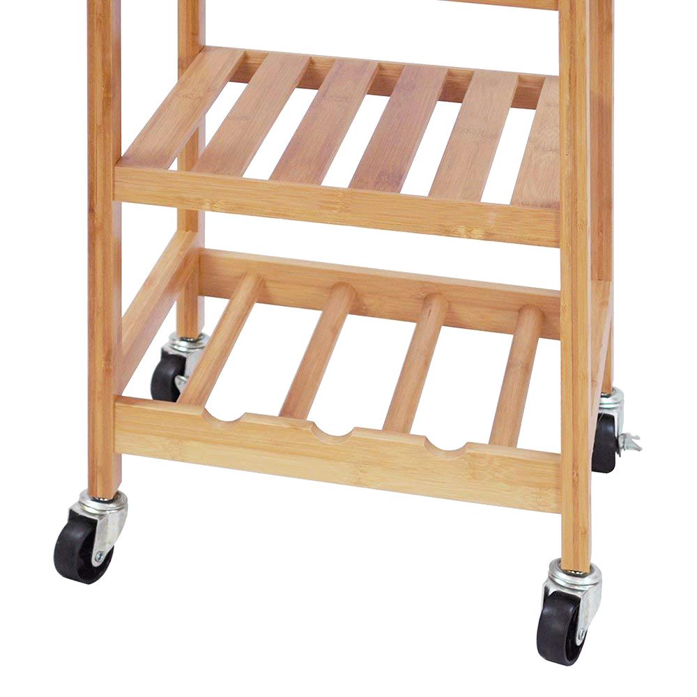 Oceanstar Bamboo Kitchen Cart With Wine Rack Bkc1378 The Home Depot
