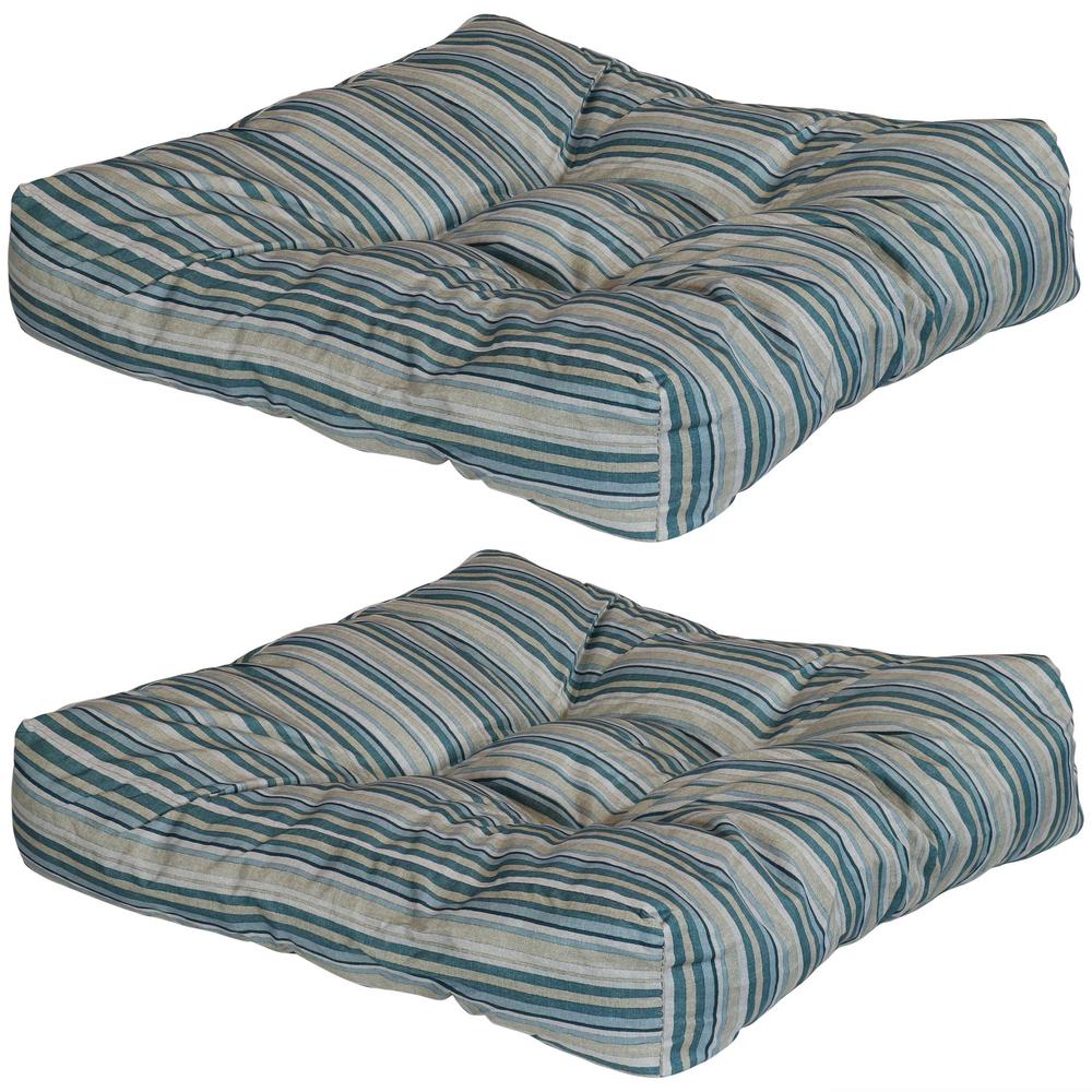 Sunnydaze Decor Neutral Stripes Square Tufted Outdoor Seat and Back