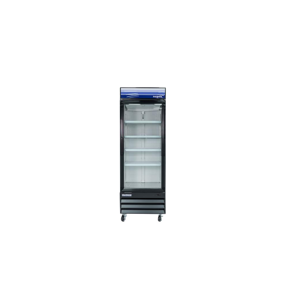 Norpole 28 in. W 23 cu. ft. Single Swing Glass Door Refrigerator in Black