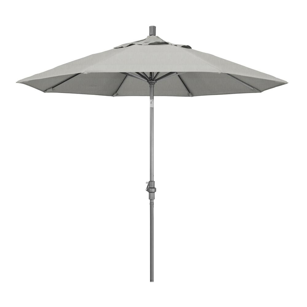 California Umbrella 9 Ft Hammertone Grey Aluminum Market Patio Umbrella With Collar Tilt Crank Lift In Granite Sunbrella Gscu908010 5402 The Home Depot