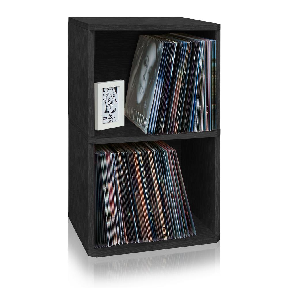 Way Basics Zboard Black 2 Shelf Vinyl Record Storage And Lp Record Album Shelf Wb 2lp Bk The Home Depot