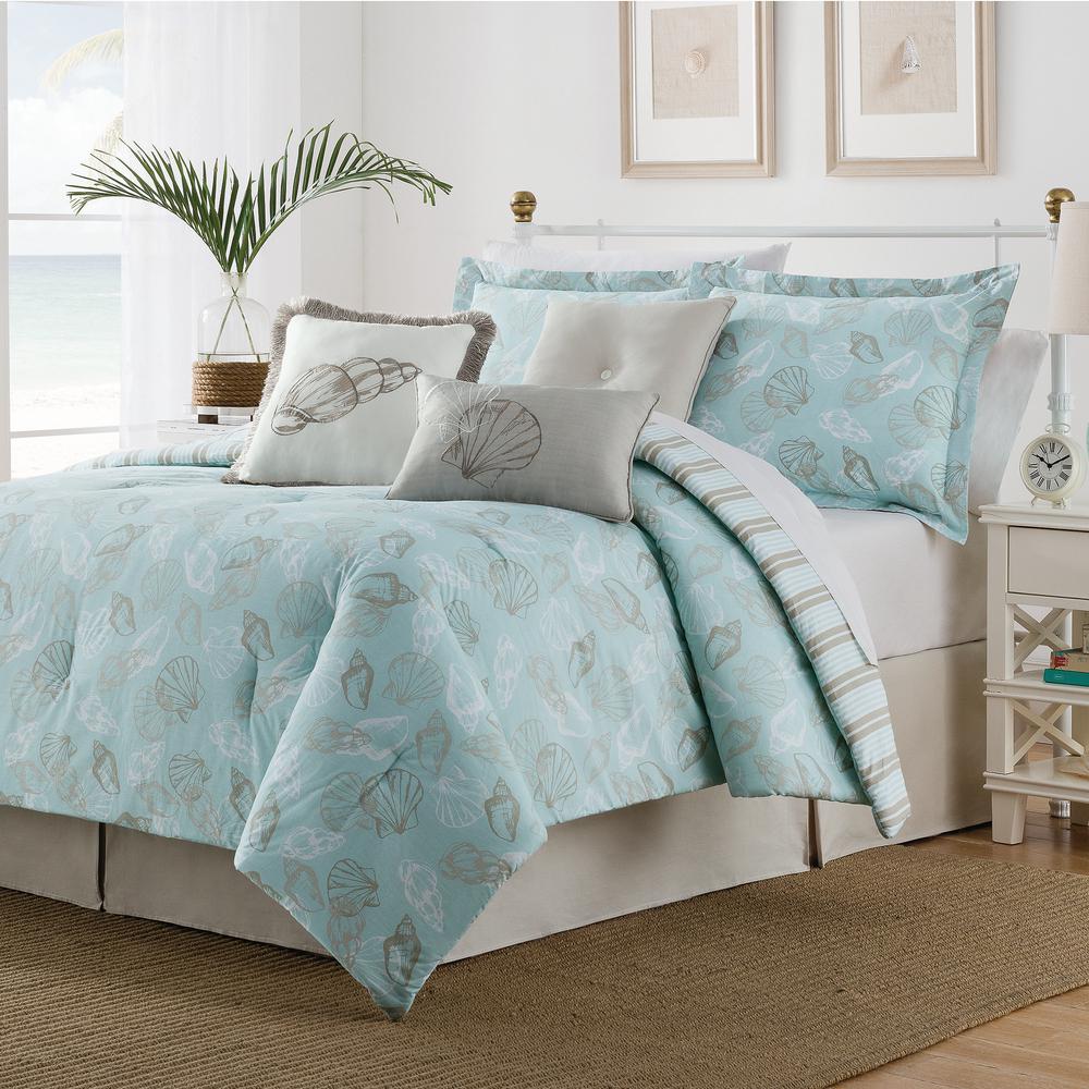 Seashell 7 Piece multi-colored Queen Comforter Set-847636022422 - The ...