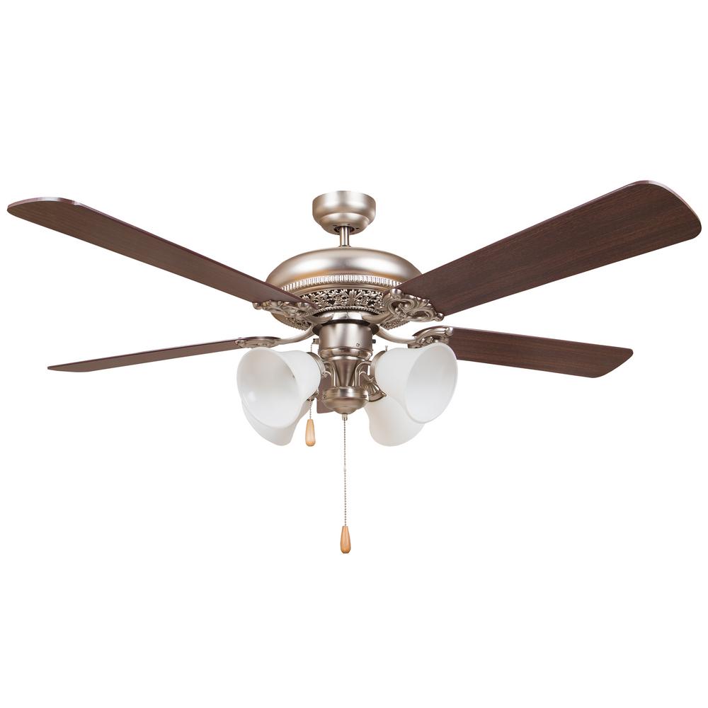 Brookhurst 52 in. Indoor Brushed Nickel Ceiling Fan with Light Kit