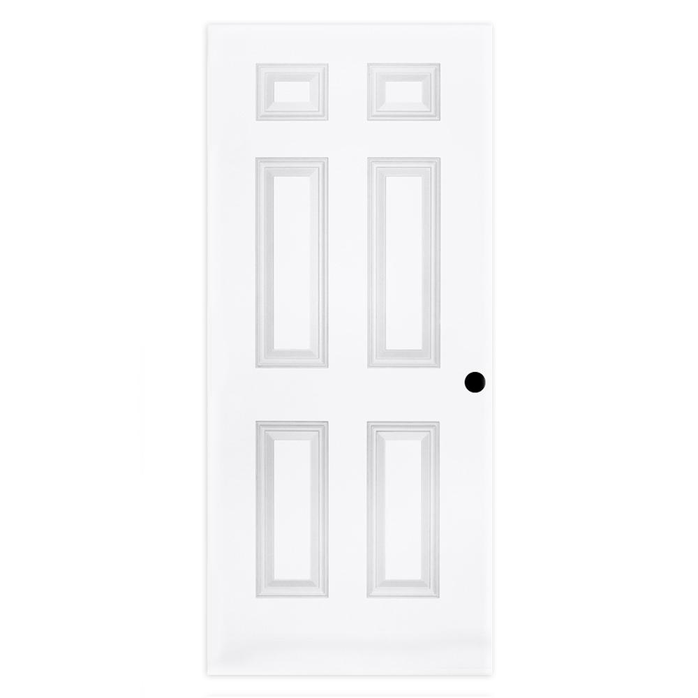 Steves Sons 30 In X 80 In 6 Panel Textured Hollow Core Primed White Pre Bored Composite Interior Door Slab