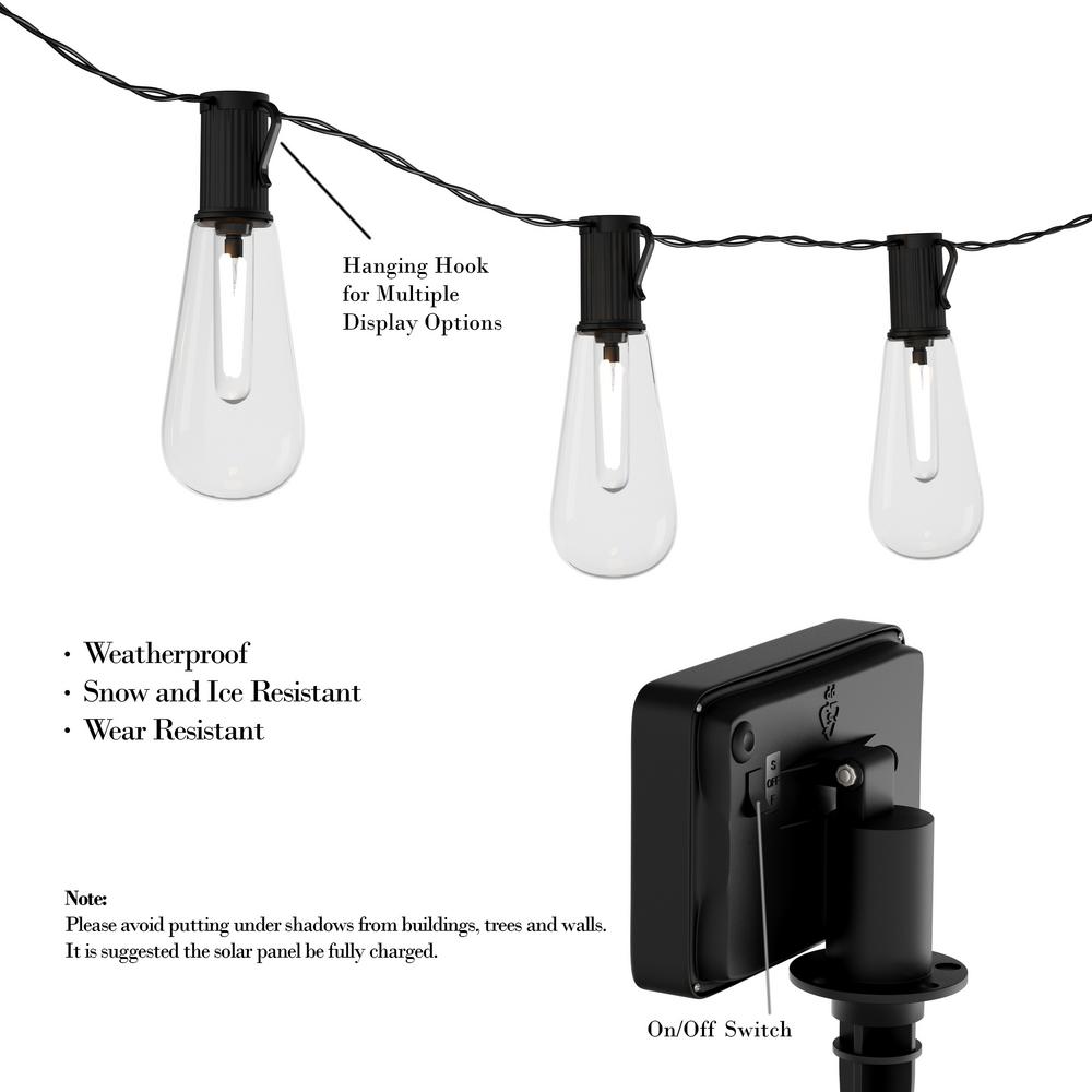 Solar String Lights Outdoor Lighting The Home Depot Compare 10 Light 14 5 Ft Outdoor Integrated Led Solar Vintage Style String Lights