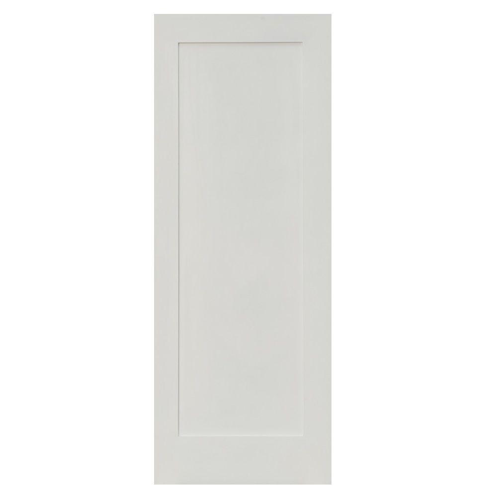 Krosswood Doors 30 In X 80 In Shaker 1 Panel Primed Solid Hybrid Core Mdf Right Hand Single Prehung Interior Door