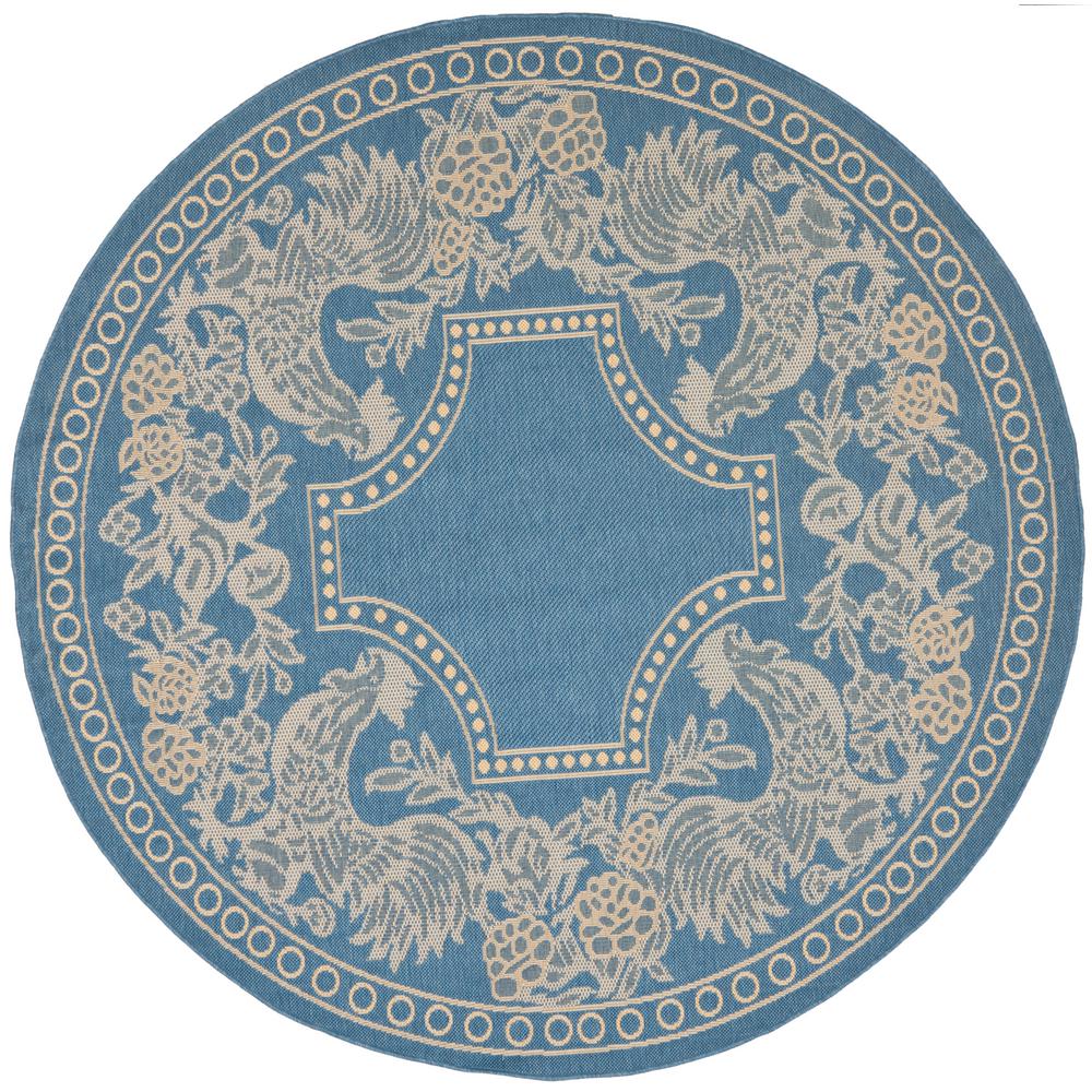Safavieh Courtyard Blue/Natural 7 ft. x 7 ft. Indoor/Outdoor Round Area RugCY330531037R The