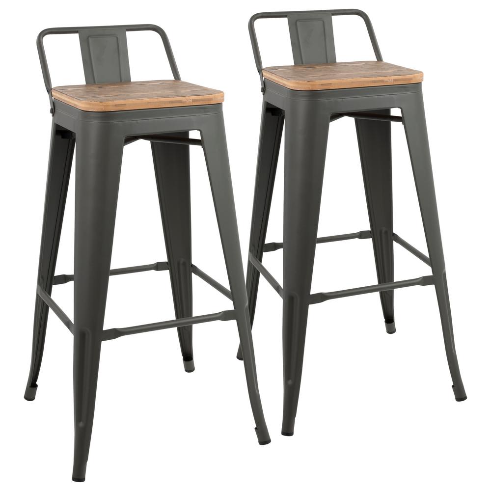 Lumisource Oregon Grey And Brown Low Back Barstool Set Of 2 Bs Lumisource Oregon Grey And Brown Low Back Barstool Set Of 2