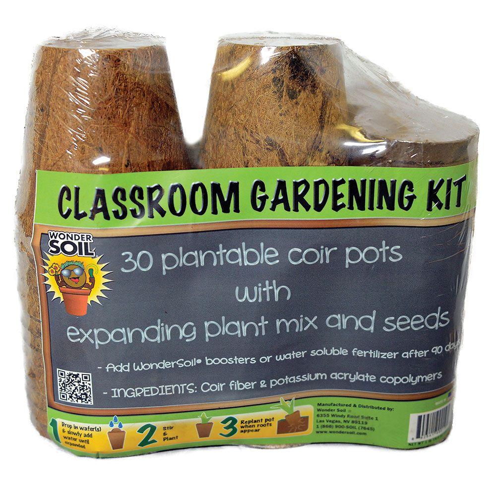 WONDER SOIL Classroom Gardening Kit with 30 Pots, Coco Wafers and Seeds