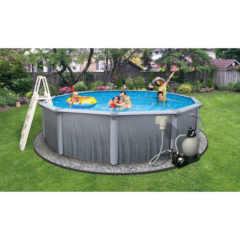 Blue Wave Martinique 18 Ft Round X 52 In Deep Metal Wall Above 18 Ft Round X 52 In Deep Metal Wall