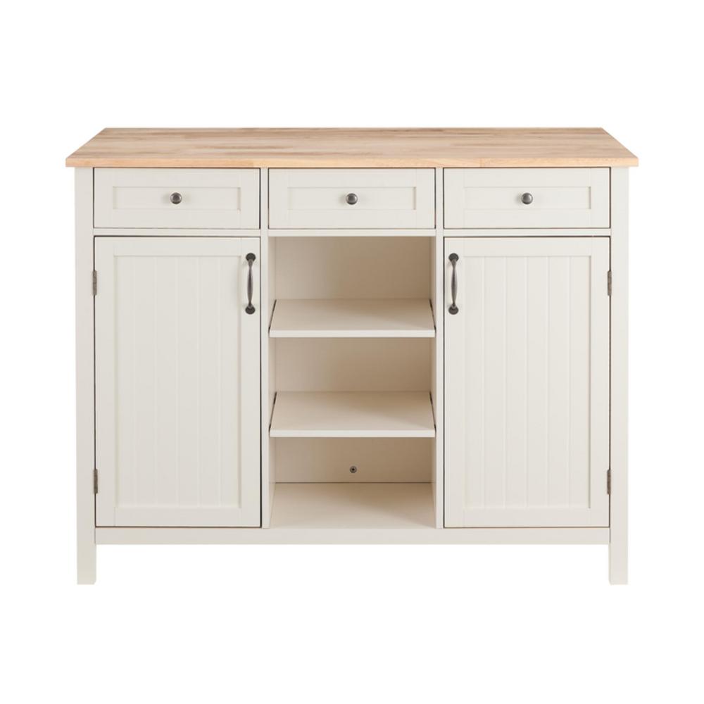 Stylewell Bainport Ivory Wood Kitchen Island With Natural Butcher Ivory Wood Kitchen Island