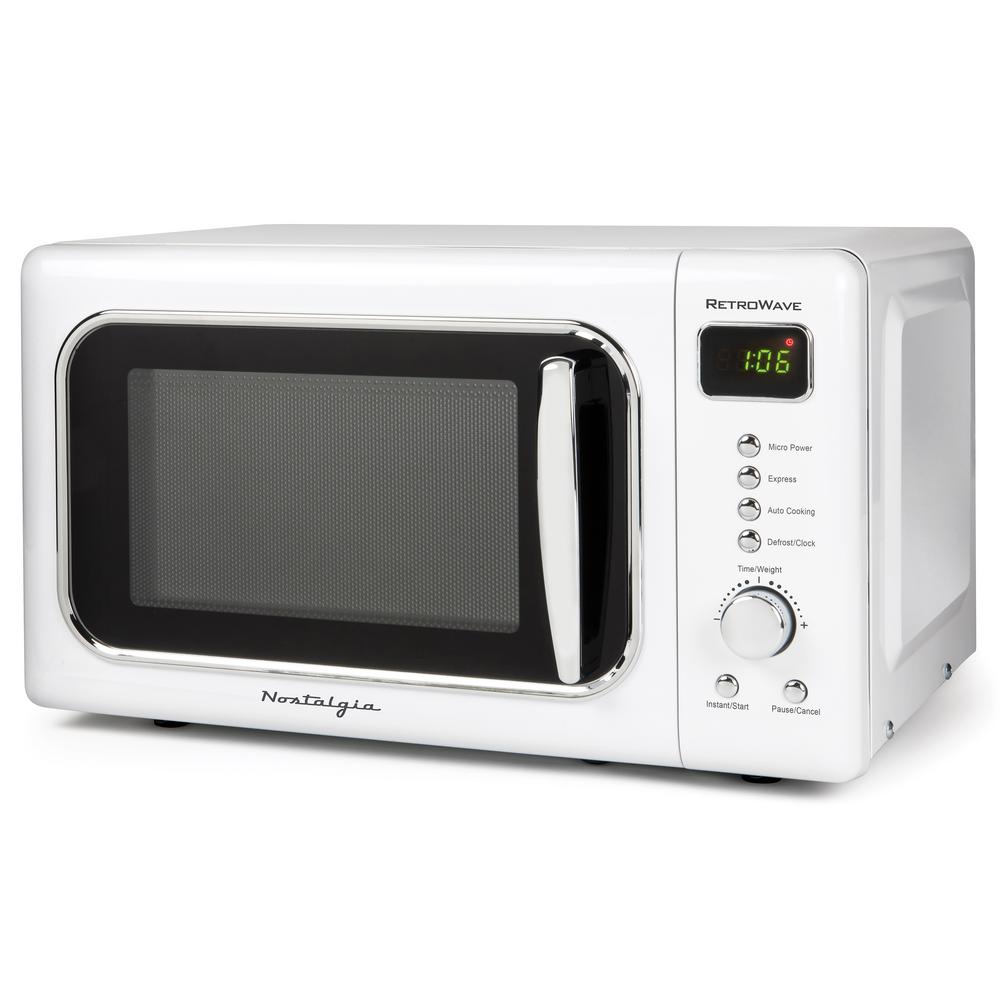 Nostalgia 0.7 cu. ft. Countertop Microwave in Retro White with Express
