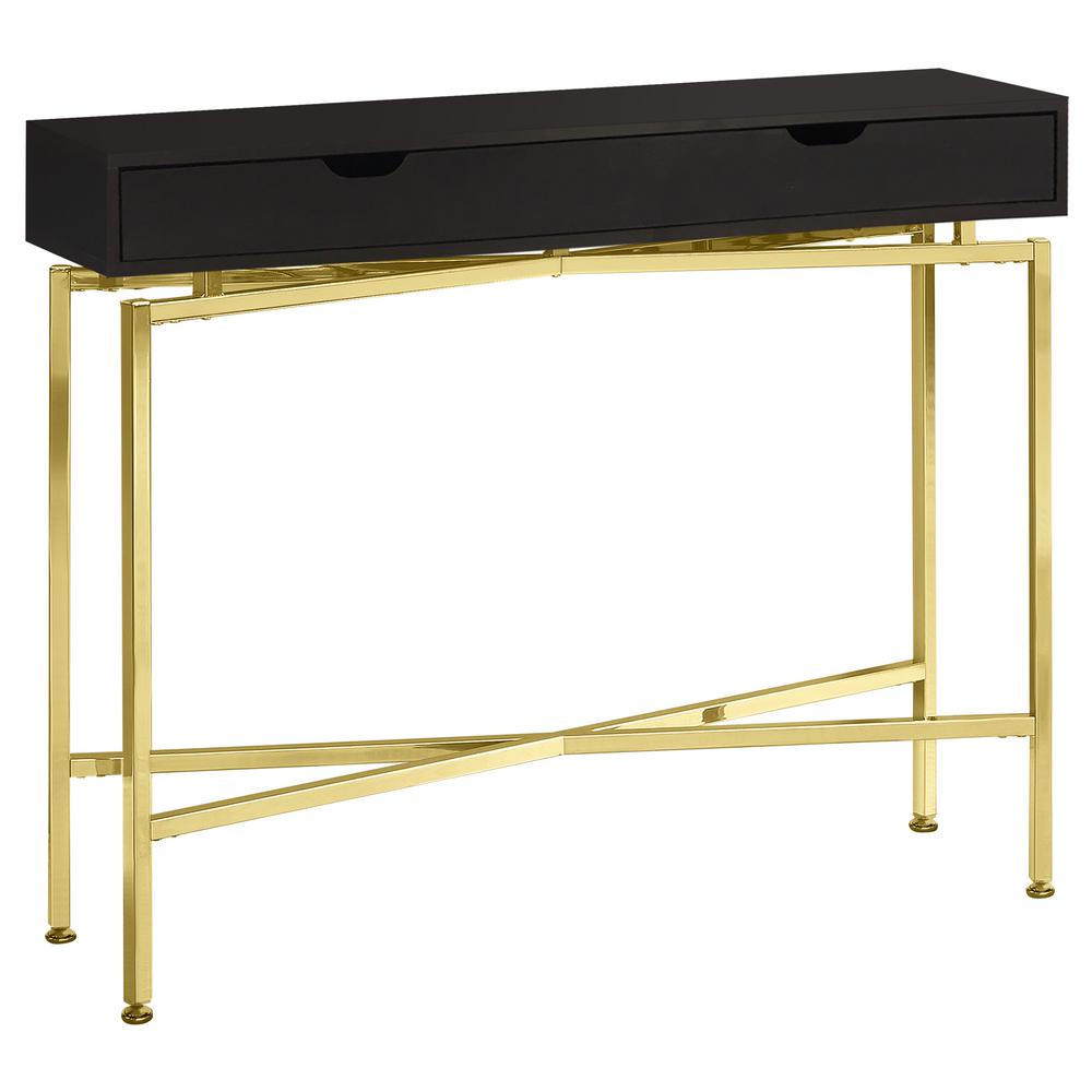 Unbranded 48 in. Espresso Standard Rectangle Console Table with Storage ...