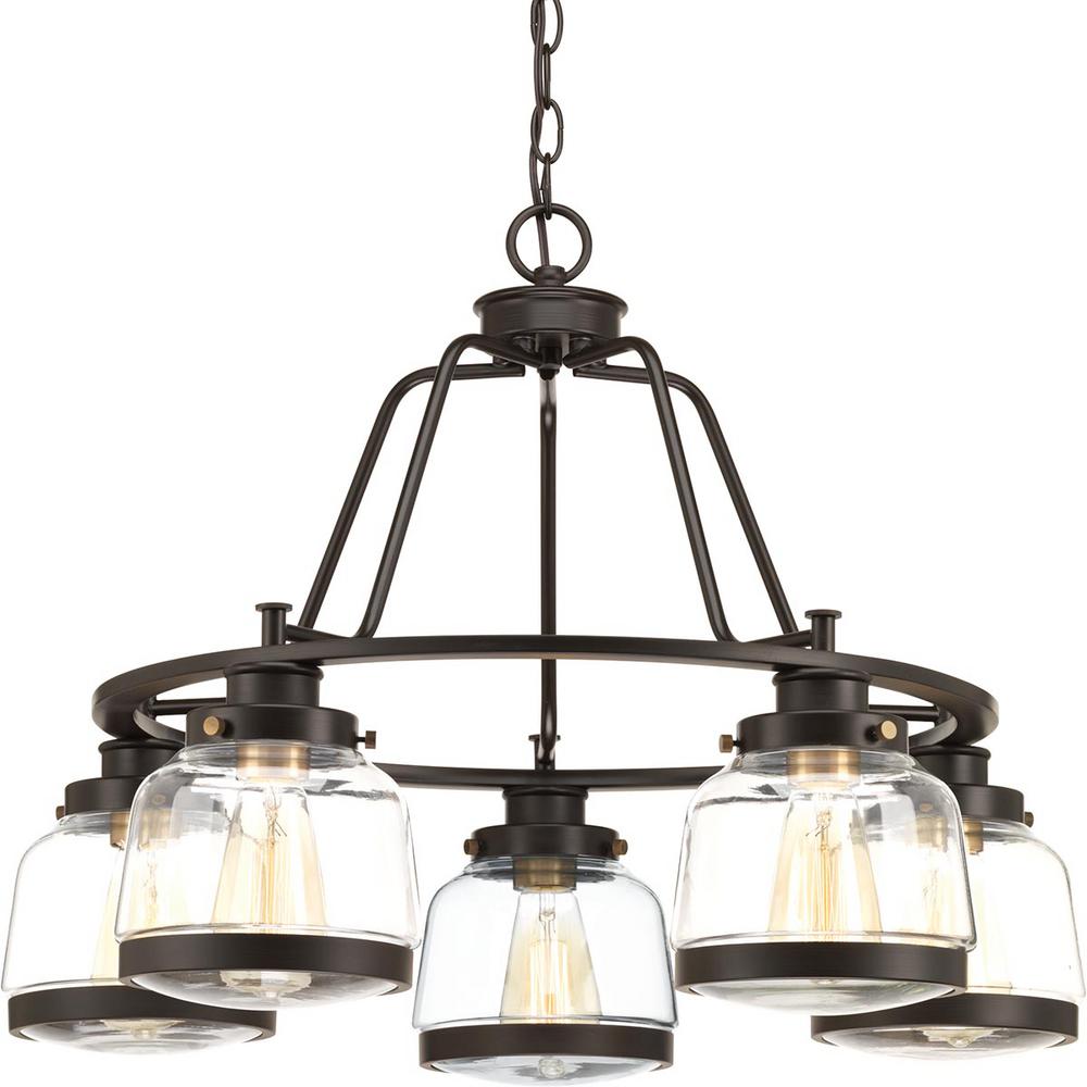 Progress Lighting Bronze Special Values Chandeliers Judson Collection 5 Light Antique Bronze Chandelier With Shade
