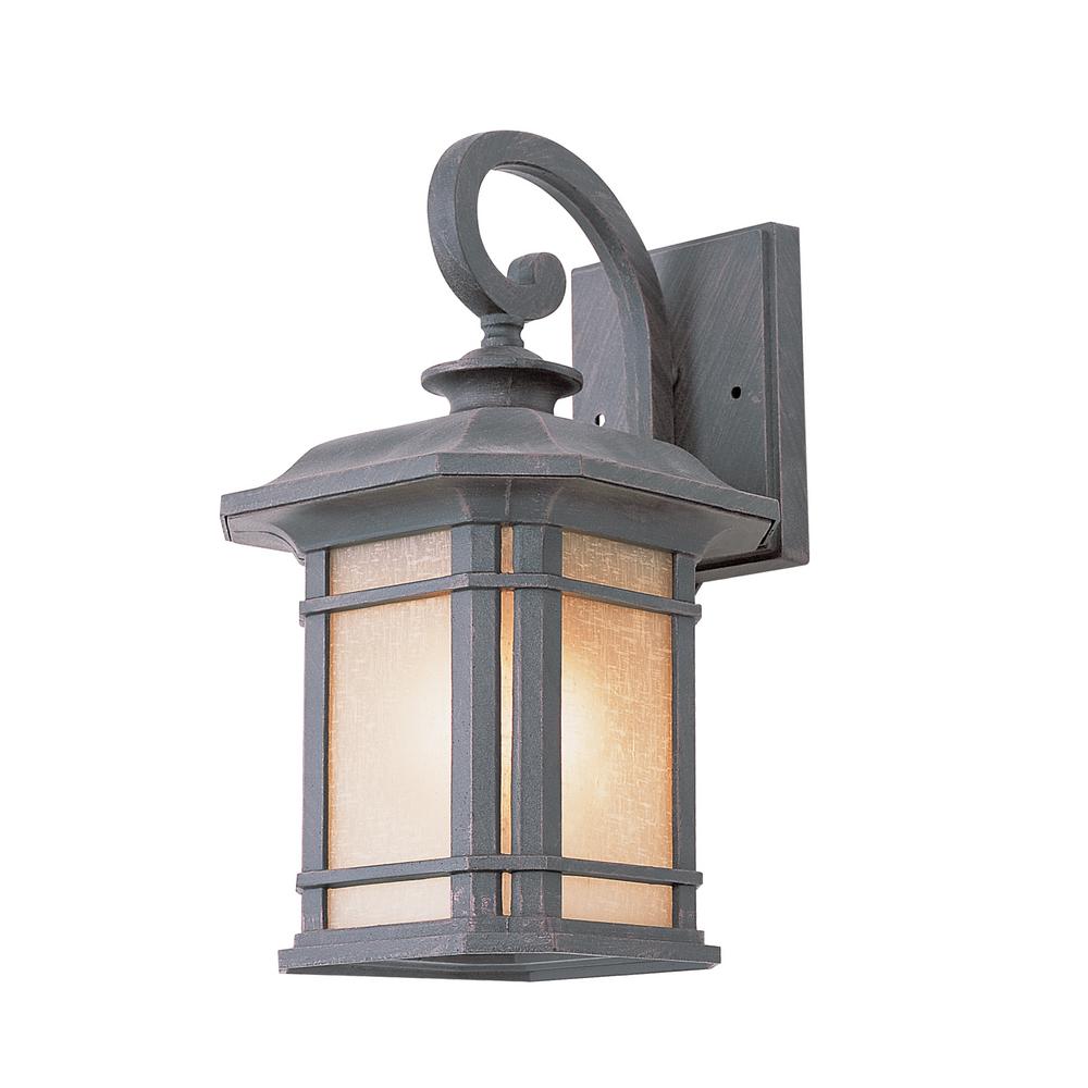 Bel Air Lighting 1 Light Rust Outdoor Wall Lantern Sconce With Tea Stained Glass