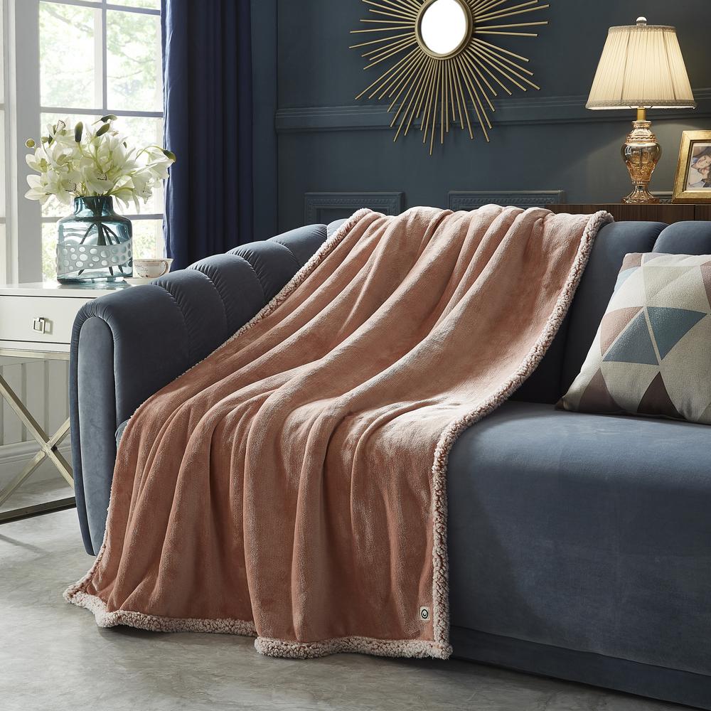 Unbranded Yvonne Blush Throw Reverse Micromink 100% Polyester 50 in. x ...