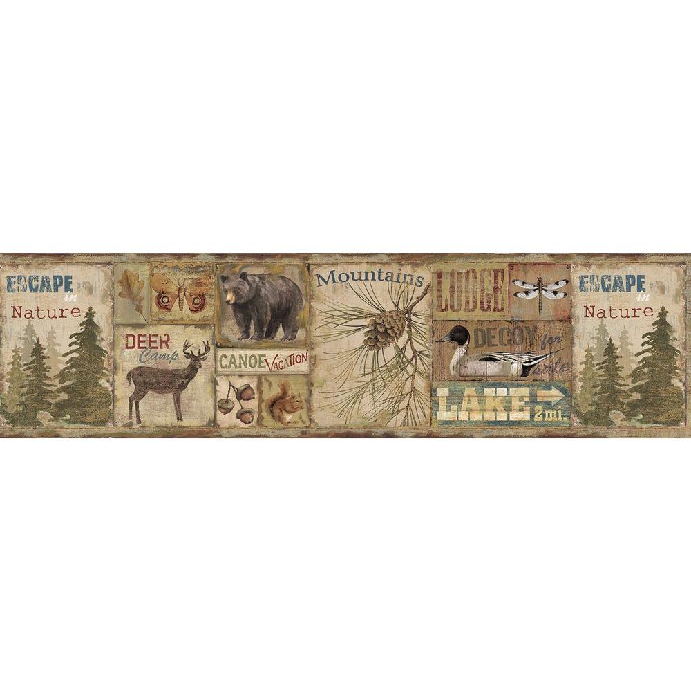 Whitetail Crest Border HTM48463B wallpaper lodge deer brown Easy-Walls prepasted