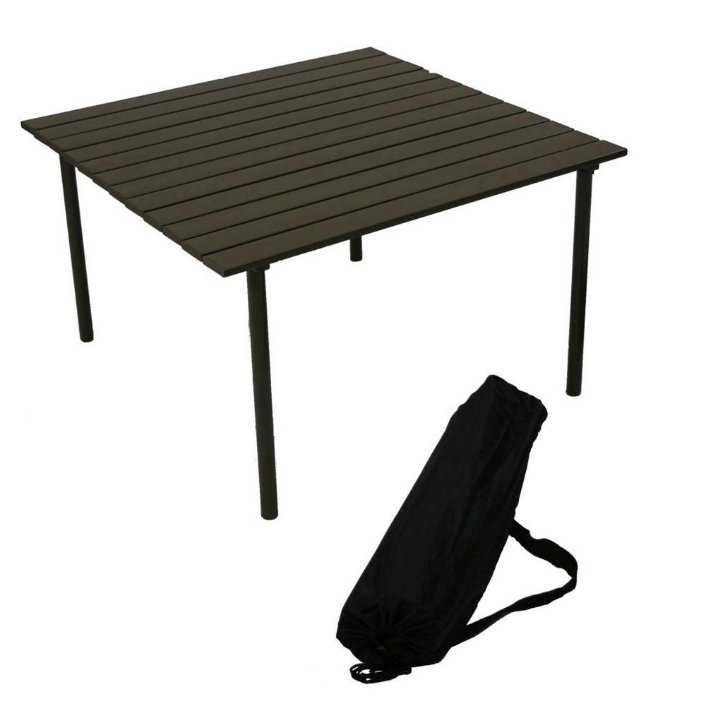 Aluminum Folding Picnic Tables Patio The Home Depot Brown Aluminum Square Outdoor Picnic Table With Bag
