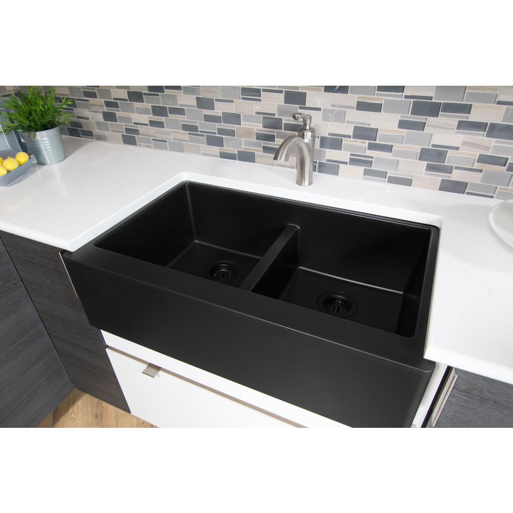 Karran Farmhouse A Front Quartz Composite 34 In Double Bowl Karran Farmhouse A Front Quartz