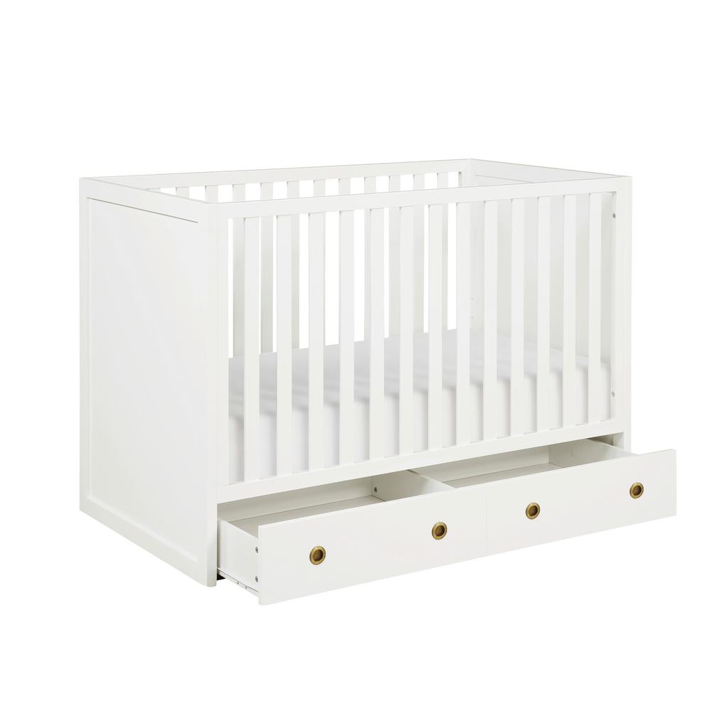Novogratz Rue 3 In 1 White Convertible Baby Crib With Storage