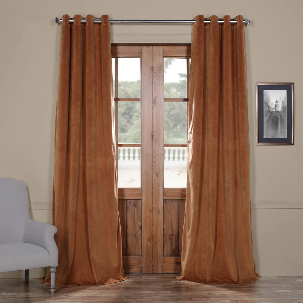 Exclusive Fabrics Furnishings Blackout Signature Rusty Gate Orange Exclusive Fabrics Furnishings Blackout Signature Rusty Gate Orange Grommet Velvet Curtain 50 In