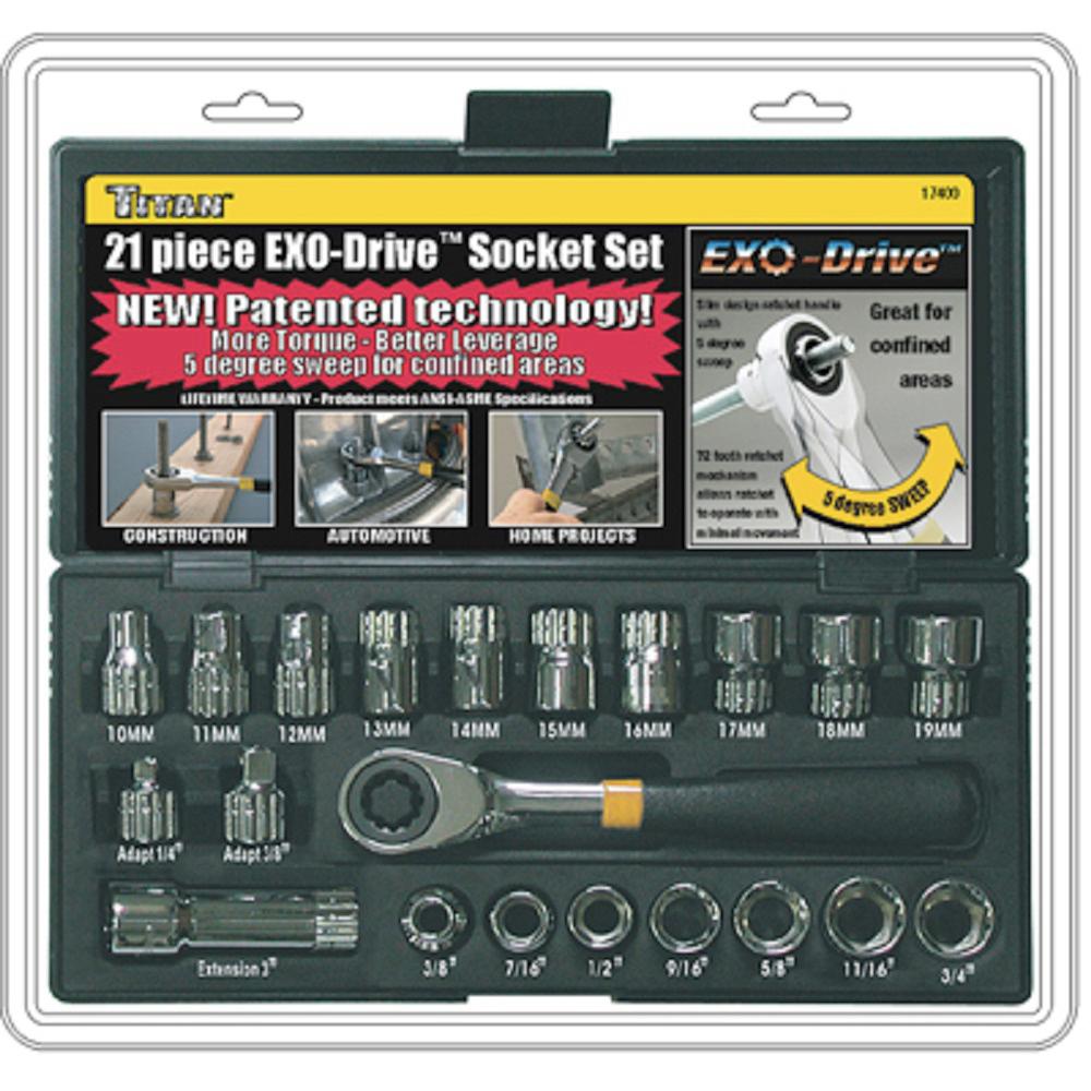 UPC 802090174001 product image for TITAN 21-Piece Exo-Drive Socket Set | upcitemdb.com