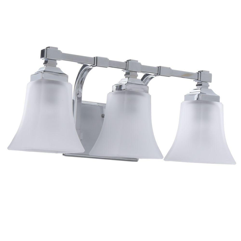 Hampton Bay 3 Light Chrome Vanity Light With Etched Glass Shades