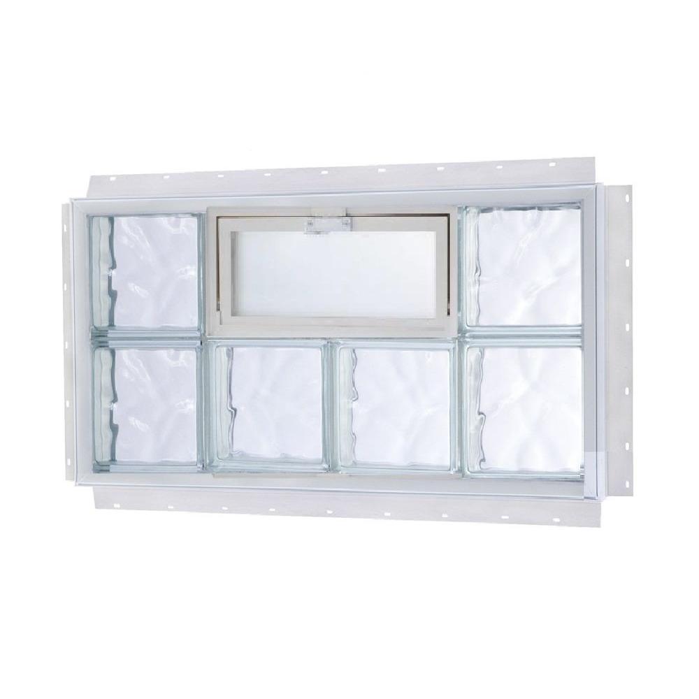 TAFCO WINDOWS 40 In X 24 In NailUp Vented Wave Pattern Glass Block