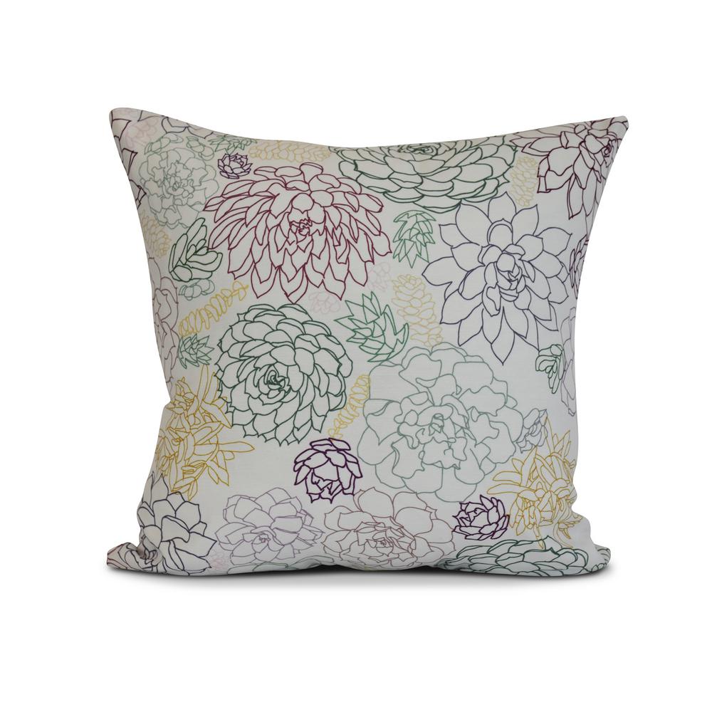 16 in. Opal Floral Print Pillow in Purple-PF842PP2-16 - The Home Depot