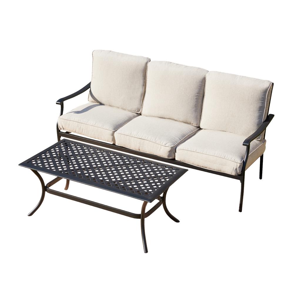 Patio Festival 2 Piece Metal Patio Deep Seating Set With Beige Cushions