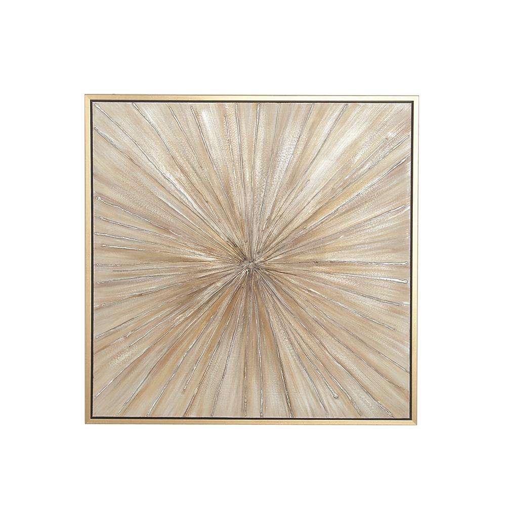 "Brown and Gray Burst" Painted Framed Canvas Wall Art 43996 The Home