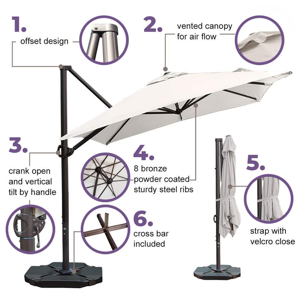 Abba Patio 8 Ft X 10 Ft Rectangular Cantilever Push Tilt Patio Umbrella In Sand Apnrc810sc The Home Depot