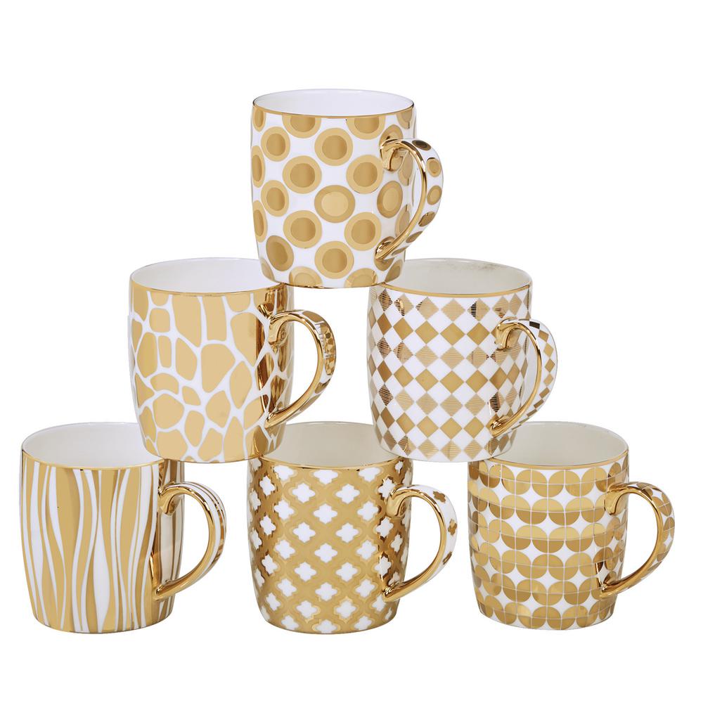 Certified International Gold Plated Barrel Mug Set Of 6 18601set Certified International Gold Plated Barrel Mug Set Of 6