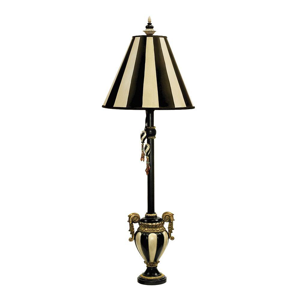 black and white striped lamp base
