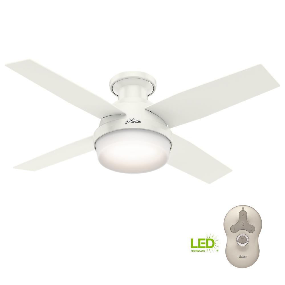 Dempsey 44 in. Low Profile LED Indoor Fresh White Ceiling Fan with Universal Remote