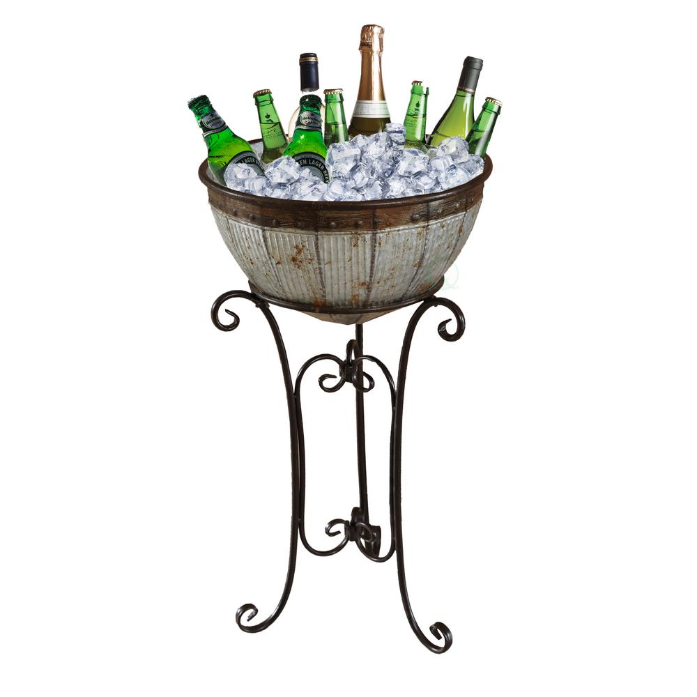 Vintiquewise Galvanized Metal Beverage Cooler Tub With Stand