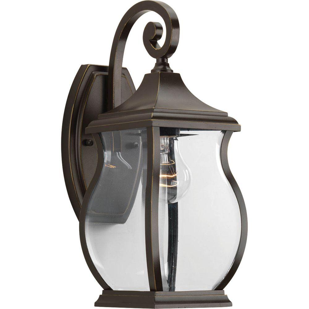 Progress Lighting Outdoor Lanterns Wall Mounted Township Collection 1 Light Oil Rubbed Bronze Outdoor Wall Lantern