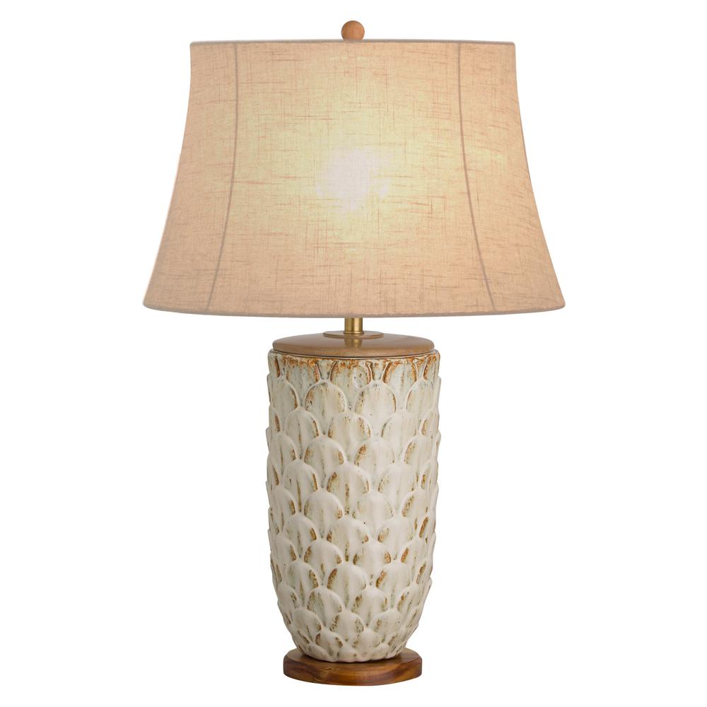 Emissary 33 in. Antique White Pinecone Ceramic Table Lamp12477AW1LP