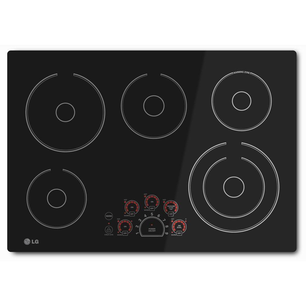 LG LCE3010SB 30 in. Smooth Surface Electric Cooktop in Black with 5 Elements, Smooth Black