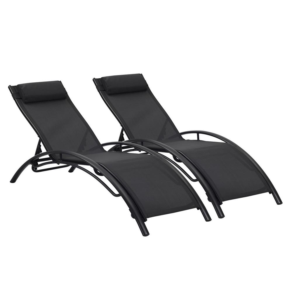 Forest Home Black Metal With Fabric Outdoor Patio Adjustable Reclining Chaise Lounge Set Of 2 Tlc005bk The Depot - Reclining Chaise Lounge Forest Home Black Metal With Fabric Outdoor Patio Adjustable Reclining Chaise Lounge Set Of 2 Tlc005bk The Depot - Reclining Chaise Lounge