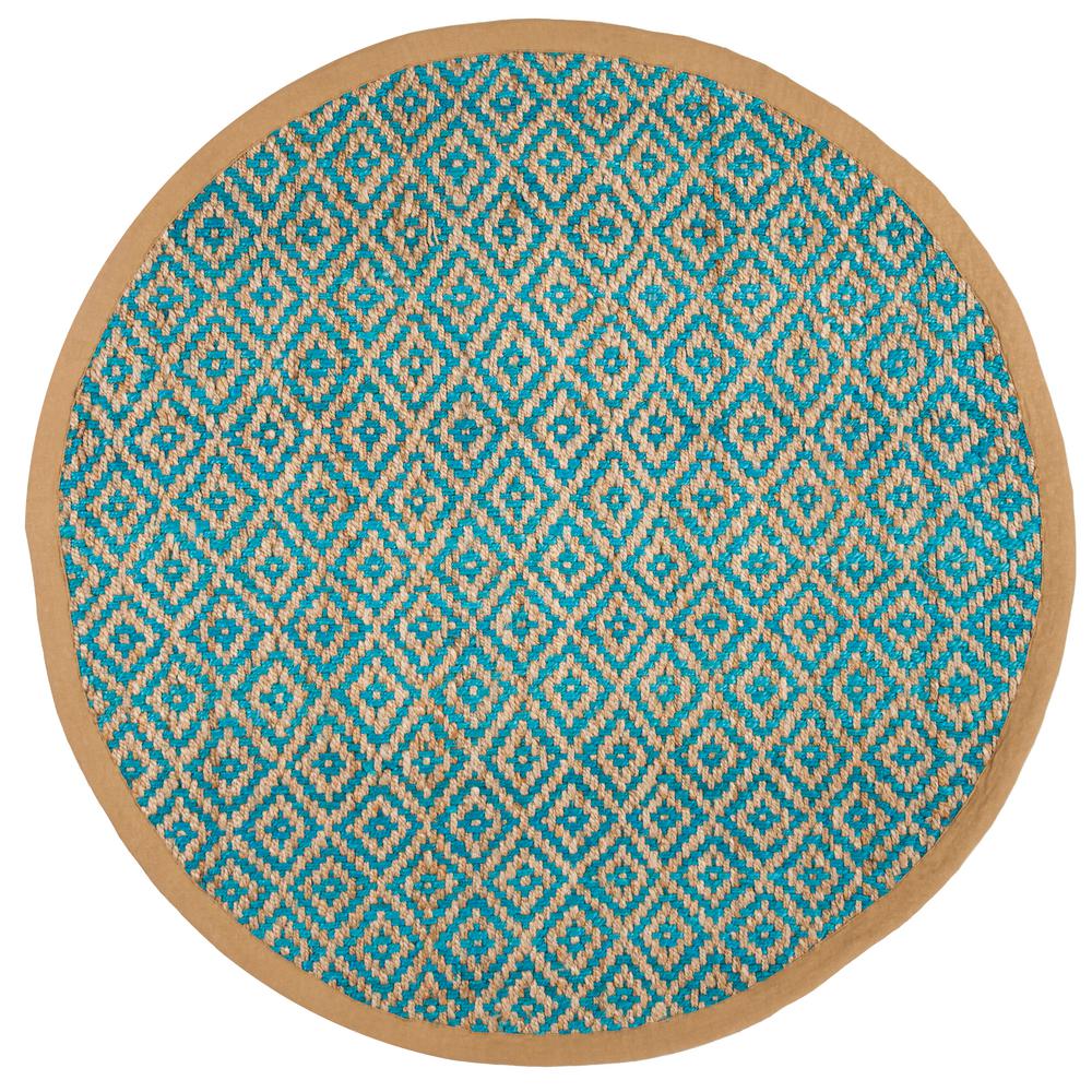 Safavieh Natural Fiber Turquoise/Beige 6 ft. x 6 ft. Round Area Rug
