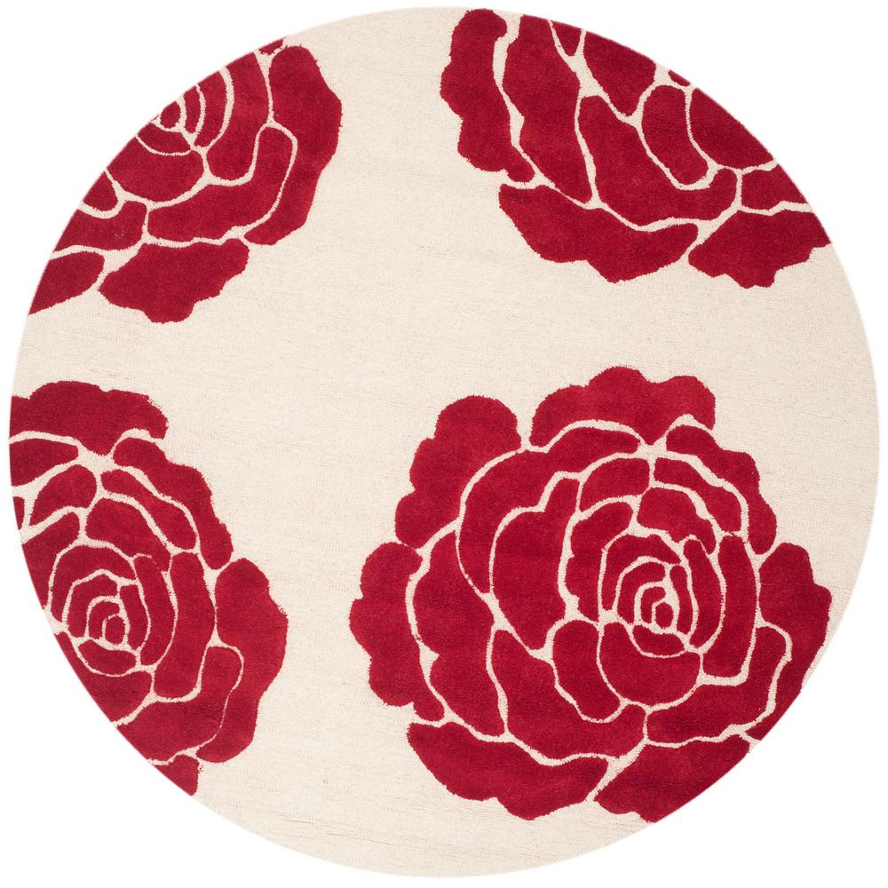 Safavieh Chelsea Ivory/Red 6 ft. x 6 ft. Round Area RugHK751C5R The