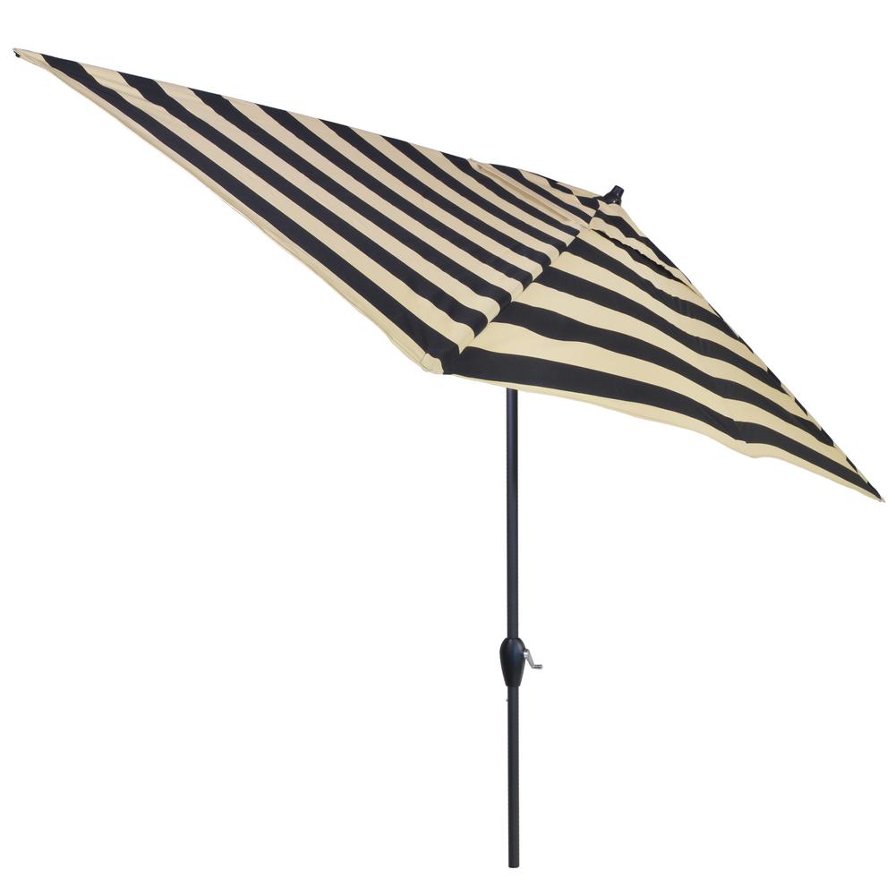 Plantation Patterns 10 Ft X 6 Aluminum Patio Umbrella In Black Plantation Patterns 10 Ft X 6 Aluminum Patio Umbrella In Black Cabana Stripe